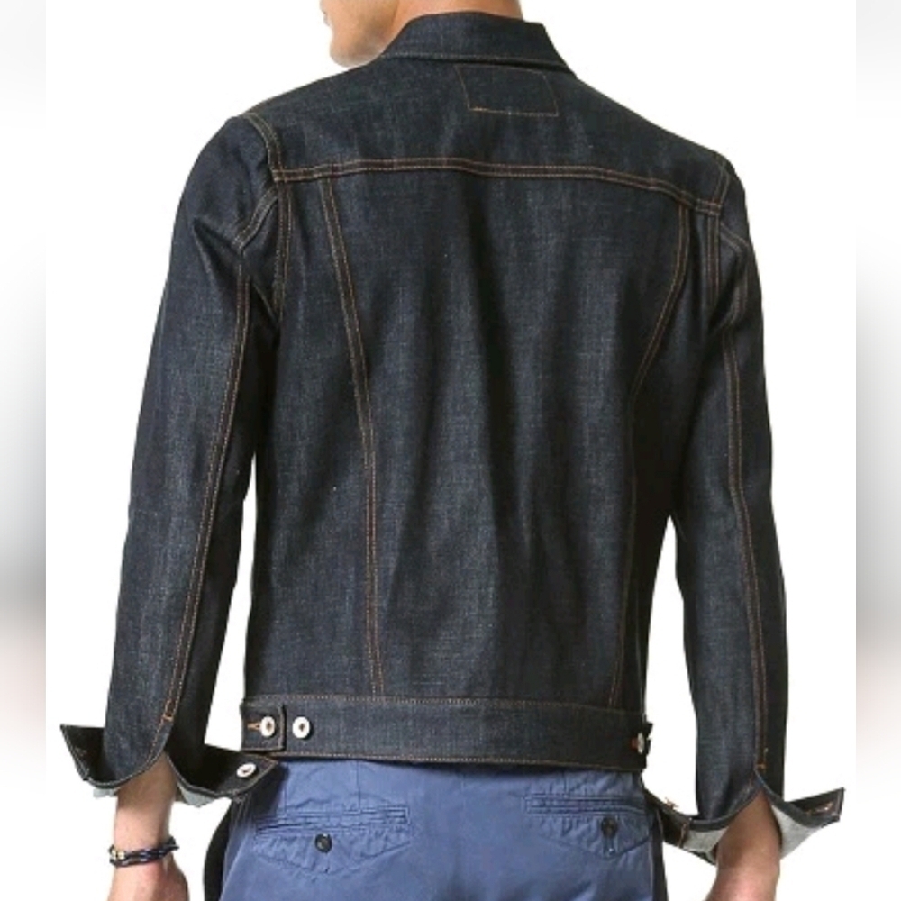 JACK SPADE STENSON RAW RIGID INDIGO BLUE SELVEDGE DENIM JACKET MADE IN USA $450+ - Picture 2 of 11